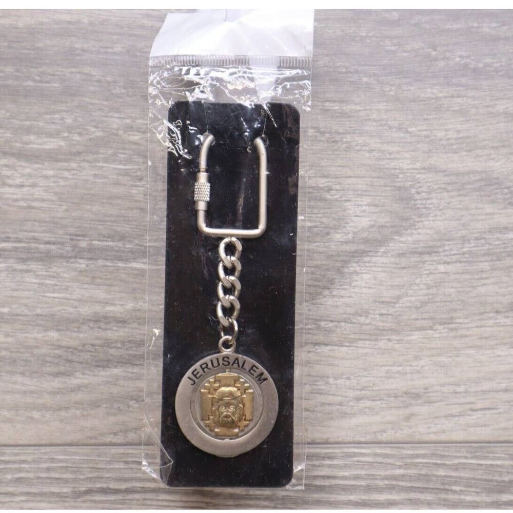 Jerusalem Jesus Mary Metal Keychain Silver Gold Locking Carabiner Screw Ring